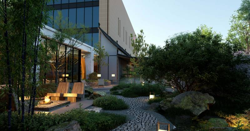 Aménagement de jardin extérieur devant une maison dans les Bouches du Rhône